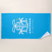 キュートパーソナライズされたビーチファミリー懇親会 ビーチタオル (正面)