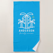 キュートパーソナライズされたビーチファミリー懇親会 ビーチタオル (正面)