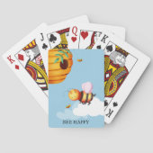 キュートパーソナライズされたビー&ビーハイブブルー トランプ (裏面)