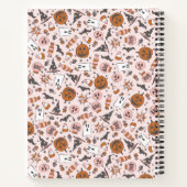 キュートパーソナライズされたピンクハロウィーン幽霊カボチャ ノートブック (裏面)