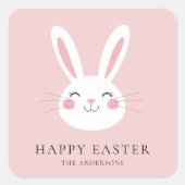 キュートパーソナライズされたピンクバニーイースター スクエアシール (正面)