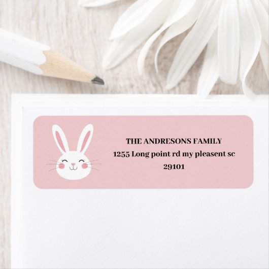キュートパーソナライズされたピンクバニーイースター ラベル (インサイチュ)