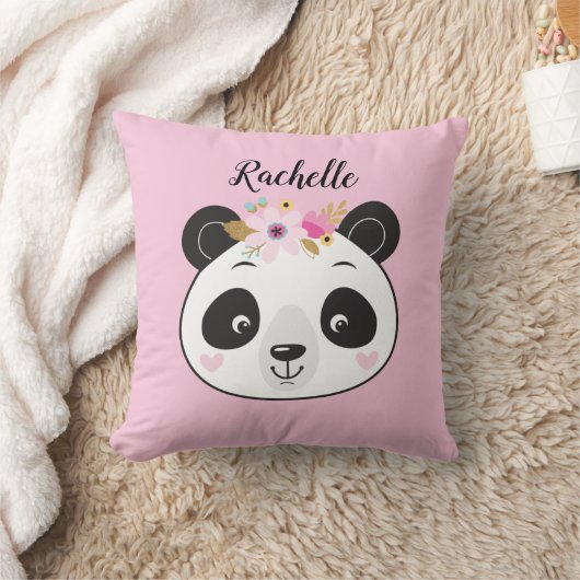 キュートパーソナライズされたピンクパンダ装飾用クッション クッション (ブランケット)
