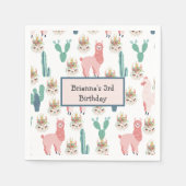 キュートパーソナライズされたピンクラマ誕生日 スタンダードカクテルナプキン (正面)