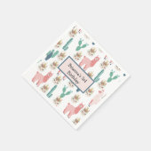 キュートパーソナライズされたピンクラマ誕生日 スタンダードカクテルナプキン (角)