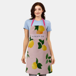 キュートパーソナライズされたピンクレモンフルーツオレンジ エプロン