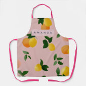 キュートパーソナライズされたピンクレモンフルーツオレンジ エプロン (正面)