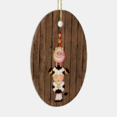キュートパーソナライズされたファームアニマルズバームウッドクリスマス セラミックオーナメント (右)