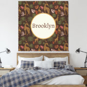 キュートパーソナライズされたブラウンサファリキリンフローラ キャンバスプリント (インサイチュ (寝室))