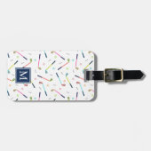 キュートパーソナライズされたプレイヤーモノグラムゴルフパターン ラゲッジタグ (正面横)