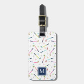 キュートパーソナライズされたプレイヤーモノグラムゴルフパターン ラゲッジタグ (正面縦)