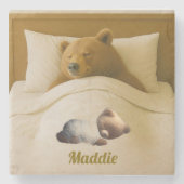 キュートパーソナライズされたベアストーンコースター ストーンコースター (正面)