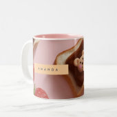 キュートパーソナライズされたベアトースト模様 ツートーンマグカップ (正面左)