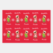 キュートパーソナライズされたベアハッピークリスマスラッピングP ラッピングペーパーシート (正面3)