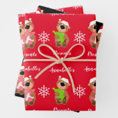 キュートパーソナライズされたベアハッピークリスマスラッピングP ラッピングペーパーシート (インサイチュ)