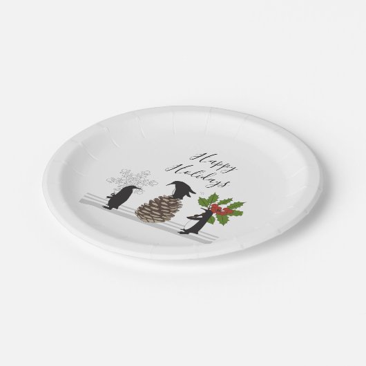 キュートパーソナライズされたペンギンおもしろいクリスマス ペーパープレート (アングル)