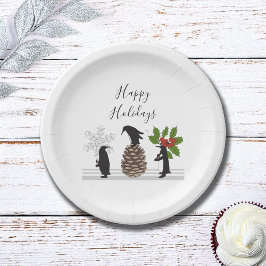 キュートパーソナライズされたペンギンおもしろいクリスマス ペーパープレート