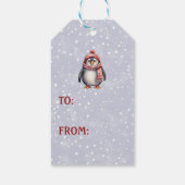 キュートパーソナライズされたペンギンのプレゼントラベル ギフトタグ (裏面)
