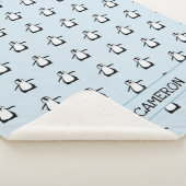 キュートパーソナライズされたペンギンイラストレーションベビー シェルパブランケット (3/4)