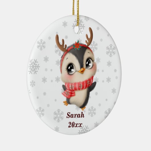キュートパーソナライズされたペンギン – 私の初めてのクリスマス セラミックオーナメント (右)