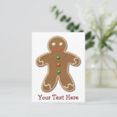 キュートパーソナライズされたホリデージンジャーブレッドマン シーズンポストカード (スタンド正面)