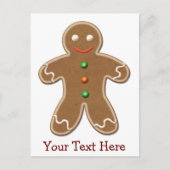 キュートパーソナライズされたホリデージンジャーブレッドマン シーズンポストカード (正面)