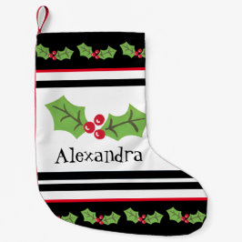 キュートパーソナライズされたホリー&ベリー スモールクリスマスストッキング