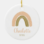キュートパーソナライズされたボホレインボークリスマス セラミックオーナメント (裏面)
