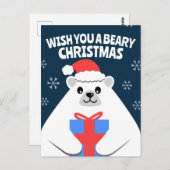 キュートパーソナライズされたポーラーベアークリスマスポストカード ポストカード (正面/裏面)