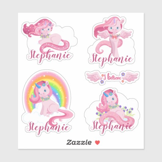 キュートパーソナライズされたマジカルユニコーンカスタムビニール シール (シート)
