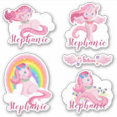 キュートパーソナライズされたマジカルユニコーンカスタムビニール シール (正面)