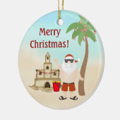 キュートパーソナライズされたメリークリスマスサンタビーチ セラミックオーナメント (左)