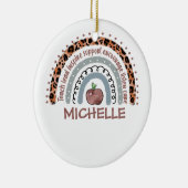 キュートパーソナライズされたレインボー先生 |名前をカスタムする セラミックオーナメント (右)
