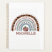 キュートパーソナライズされたレインボー先生 |名前をカスタムする プランナー手帳 (正面)