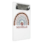 キュートパーソナライズされたレインボー先生 |名前をカスタムする ミニクリップボード (アングル)