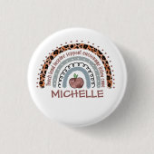 キュートパーソナライズされたレインボー先生 缶バッジ (正面)