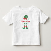 キュートパーソナライズされたレッドグリーン小妖精や小人クリスマスホリデー トドラーTシャツ (正面)