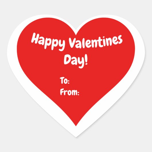 キュートパーソナライズされたヴァレンティーンズデイレッド&ホワイト ハートシール (正面)