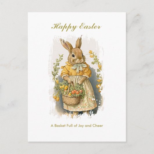 キュートパーソナライズされたヴィンテージバニーイースター シーズンポストカード (正面)
