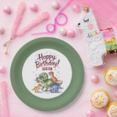 キュートパーソナライズされた恐竜誕生日紙プレート ペーパープレート (パーティー)