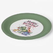 キュートパーソナライズされた恐竜誕生日紙プレート ペーパープレート (アングル)