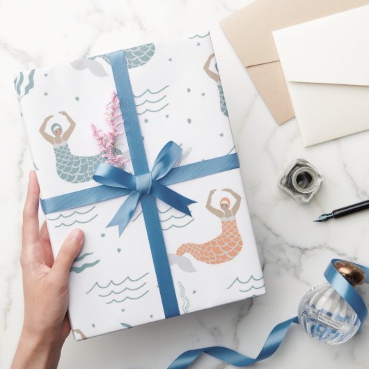 キュートパーソナライズされた踊りマーメイドイラストレーションシー ラッピングペーパー (ギフト)