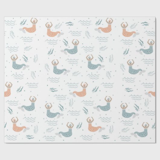 キュートパーソナライズされた踊りマーメイドイラストレーションシー ラッピングペーパー (フラット)