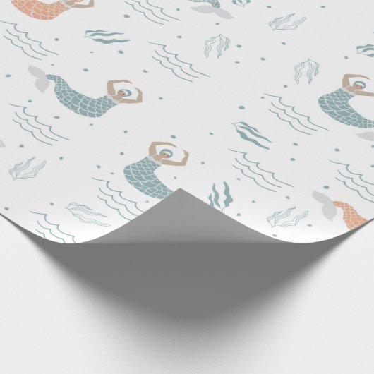 キュートパーソナライズされた踊りマーメイドイラストレーションシー ラッピングペーパー (角)
