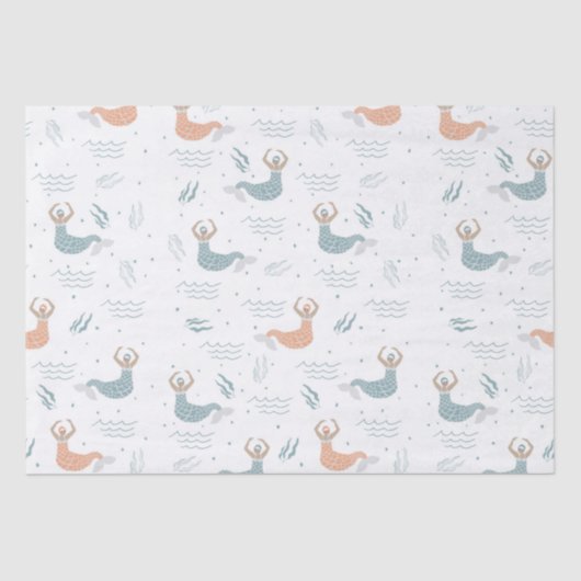 キュートパーソナライズされた踊りマーメイドイラストレーションシー 薄葉紙 (正面)