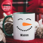 キュートパーソナライズされた雪だるまホットココアマグ子供へ マグカップ<br><div class="desc">与え贈り物として愛らしいマグカップ！</div>