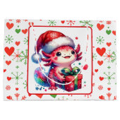 キュートパーソナライズされたAxolotlクリスマス ラージペーパーバッグ (裏面)