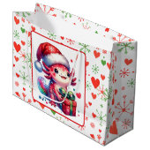 キュートパーソナライズされたAxolotlクリスマス ラージペーパーバッグ (正面アングル)