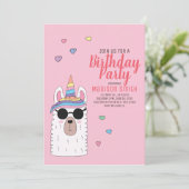 キュートパーティーラマコーン誕生日招待状 招待状 (スタンド正面)