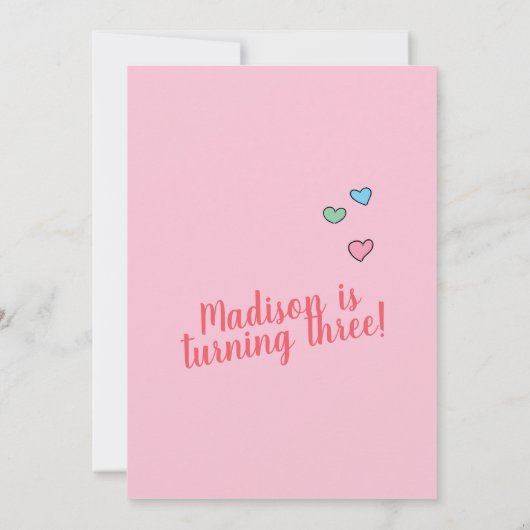 キュートパーティーラマコーン誕生日招待状 招待状 (裏面)